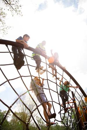 Children on playground equipment